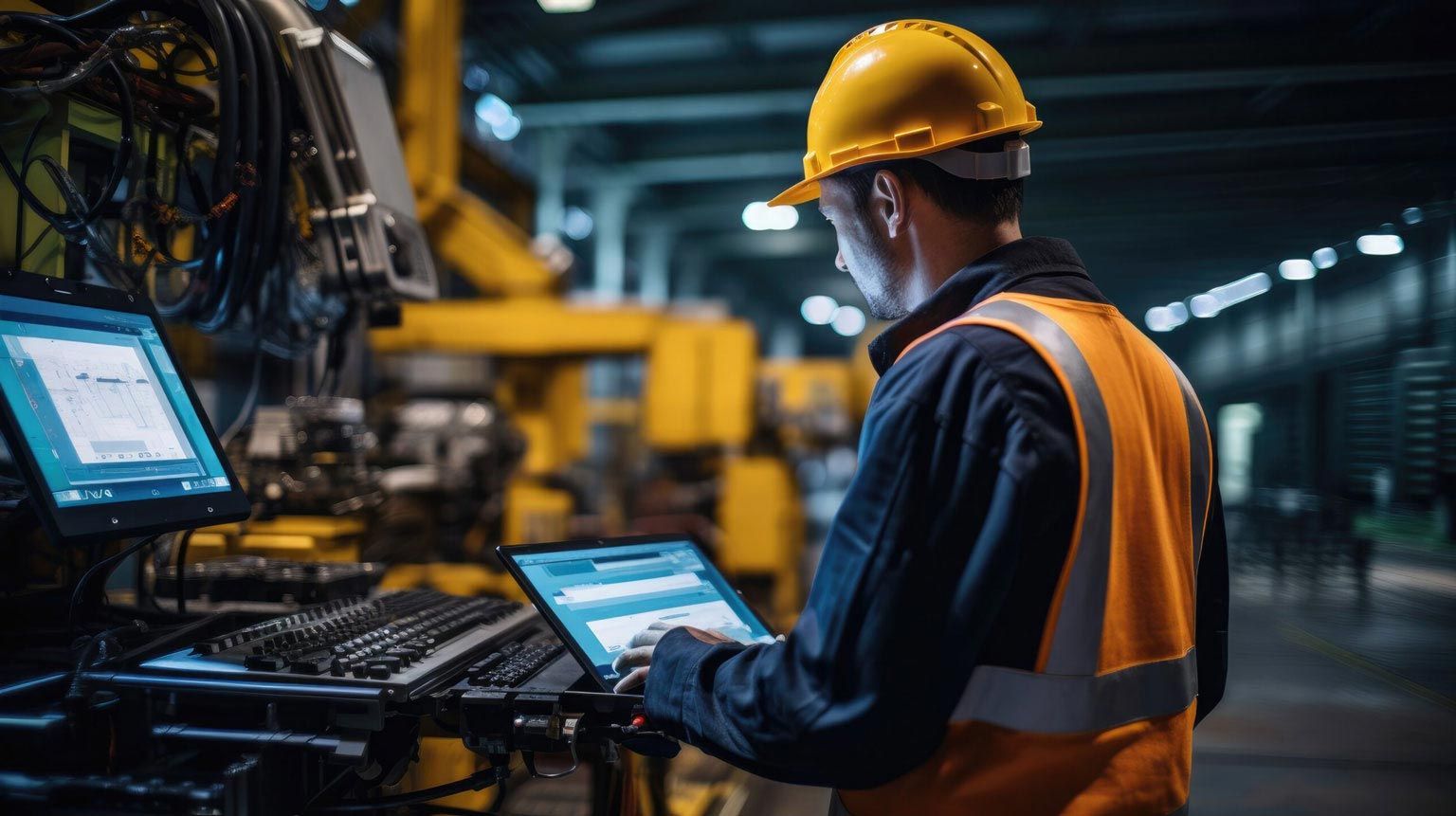 Industrial automation system with engineer at control panel