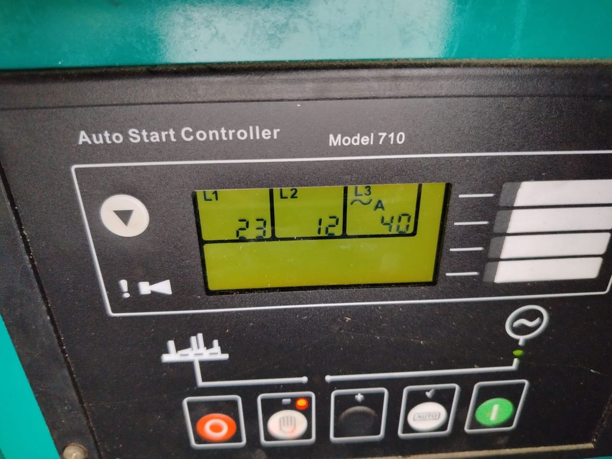 Generator auto-start controller showing live three-phase currents